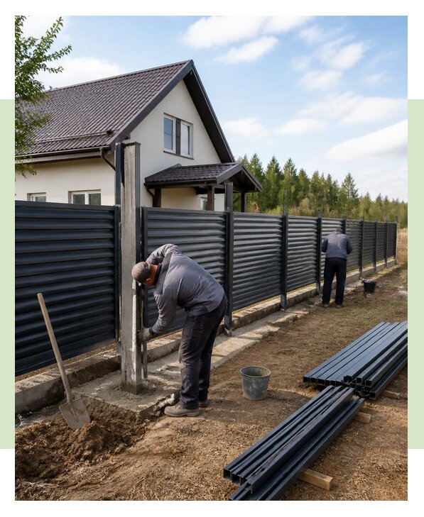 Строительство заборов под ключ с установкой в Кореновске